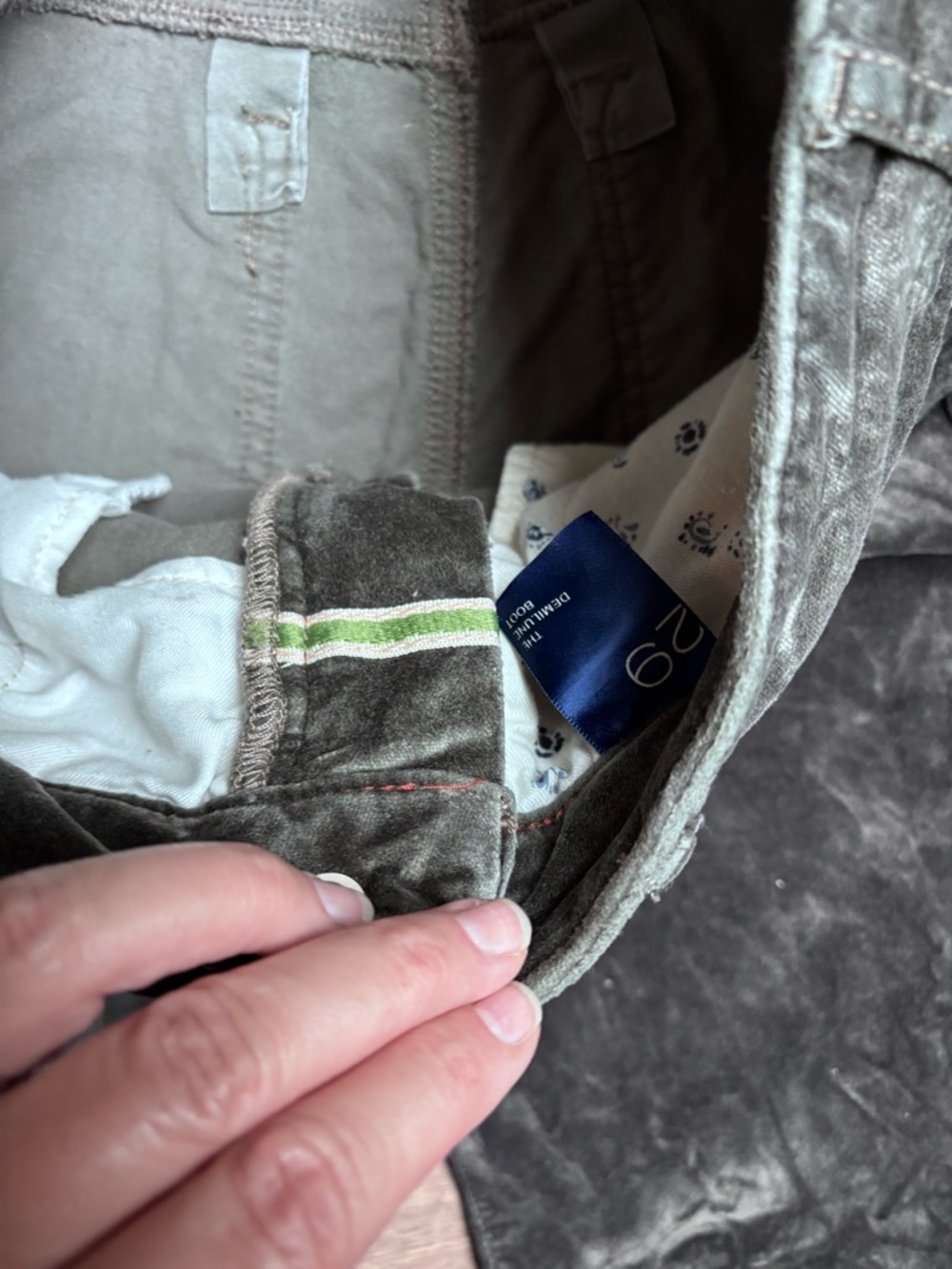 Pilcro Velvet Demi Lune Bootcut Pants Size 29 Green Gray Stretch Anthropologie - Picture 7 of 16